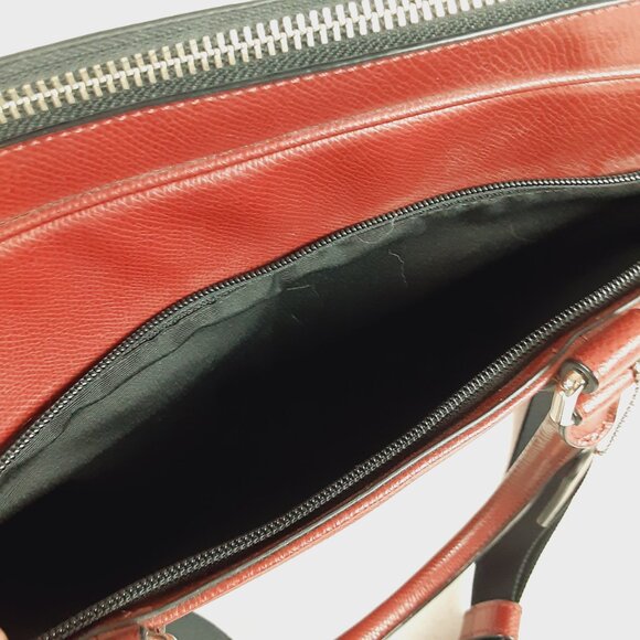 Coach #71681 Crossgrain Leather Briefcase Slim Brief Red Laptop Case Crossbody - Picture 6 of 16